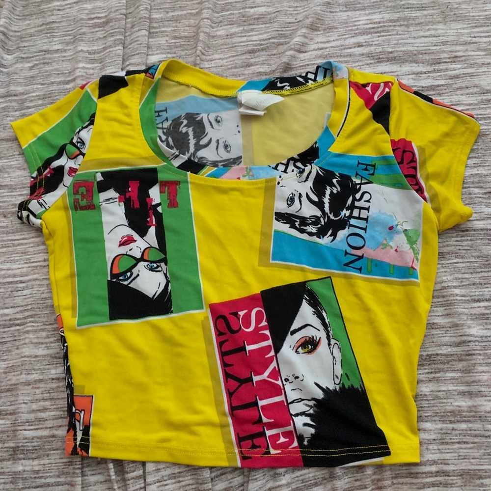 Yellow fashion crop top